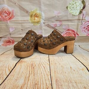 Free People Studded Brown Clogs